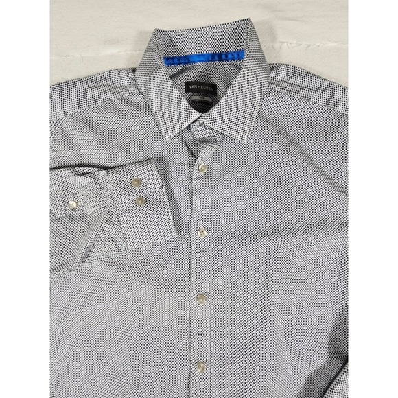 Van Heusen Other - Van Heusen Men Vivid Slim Fit Stretch Shirt Geometric Print Navy White L 16-16.5